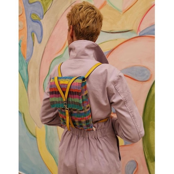 {NWT} FIBRA White Woven “Mini V Backpack” - Picture 11 of 11